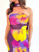 Floral Scarf Neck Maxi Dress - Swoon Boutique New Orleans