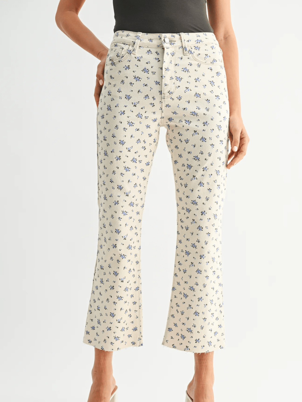 Flower Print Tonal Crop Flare - Swoon Boutique New Orleans
