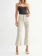 Flower Print Tonal Crop Flare - Swoon Boutique New Orleans