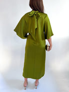 Flowy Satin Tie Back Midi Dress - Swoon Boutique New Orleans