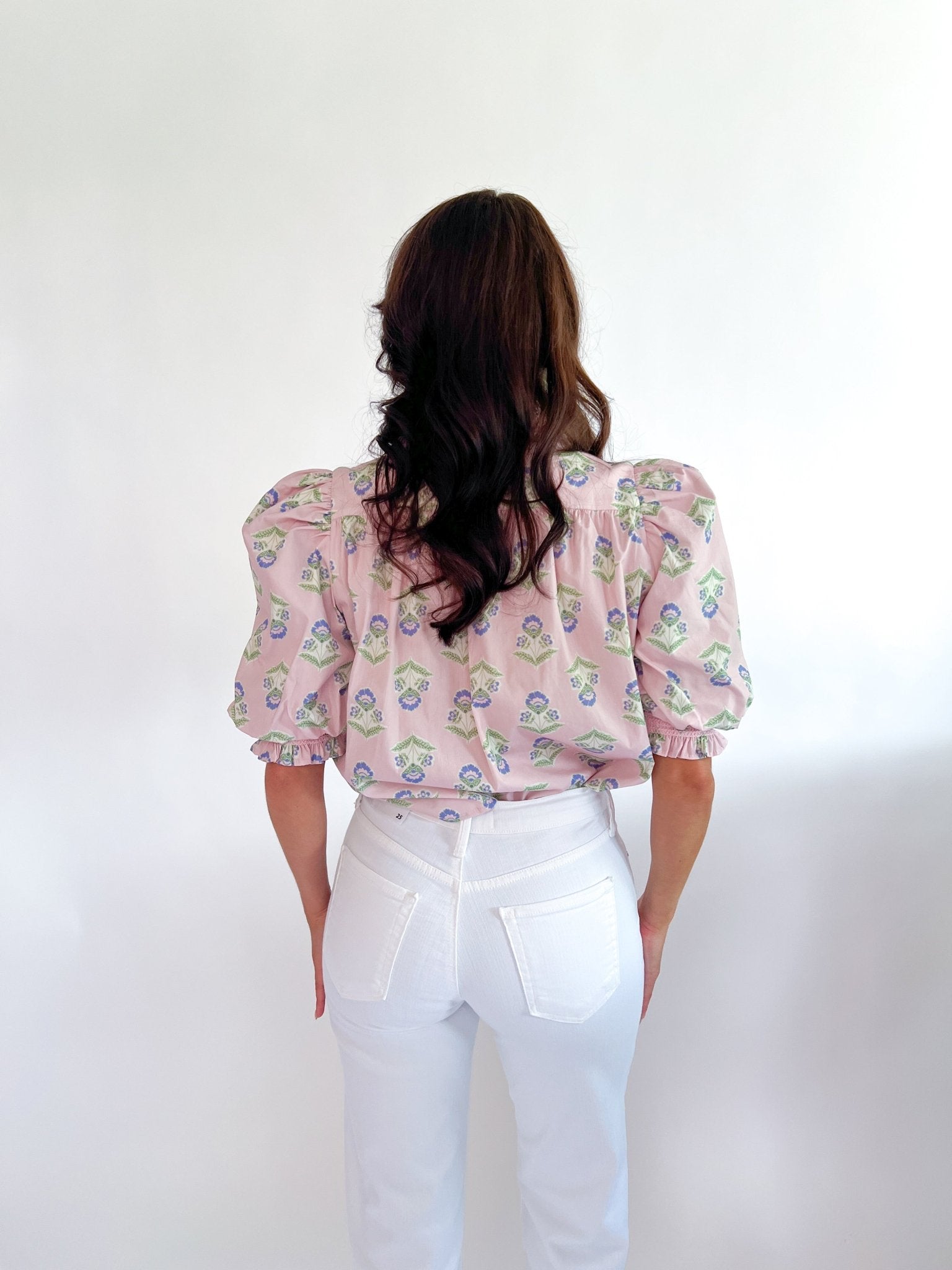 French Floral Ruffle Puff Sleeve Top - Swoon Boutique New Orleans