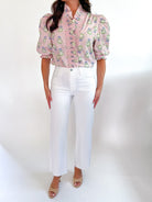 French Floral Ruffle Puff Sleeve Top - Swoon Boutique New Orleans