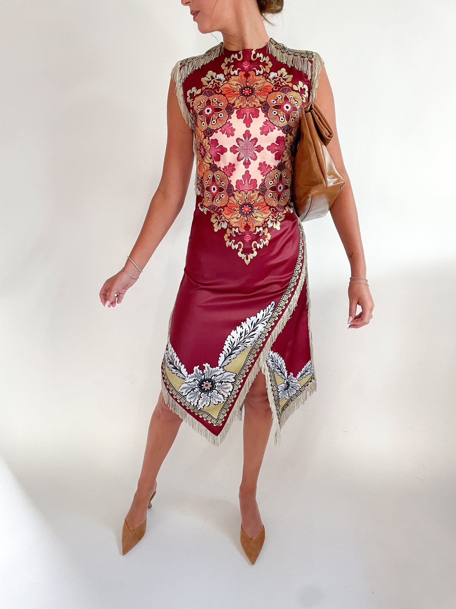 Fringe Trim Floral Shift Dress - Swoon Boutique New Orleans