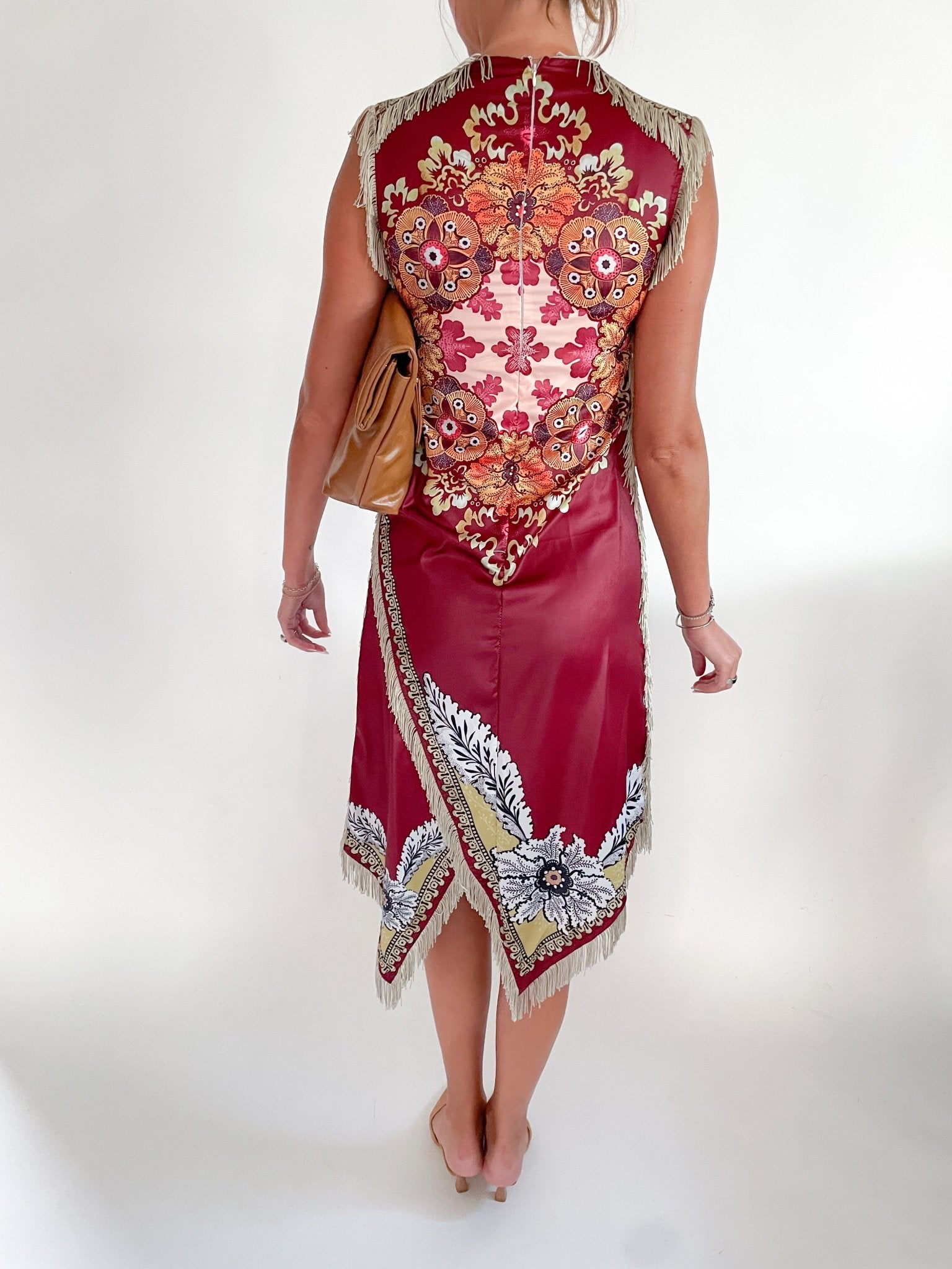 Fringe Trim Floral Shift Dress - Swoon Boutique New Orleans