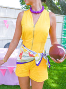 Gameday Front Zip Romper - Swoon Boutique New Orleans