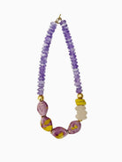 Purple and gold beaded statement necklace