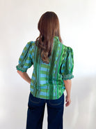Garden Stripe Puff Sleeve Blouse - Swoon Boutique New Orleans