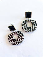 Black geometric drop earrings
