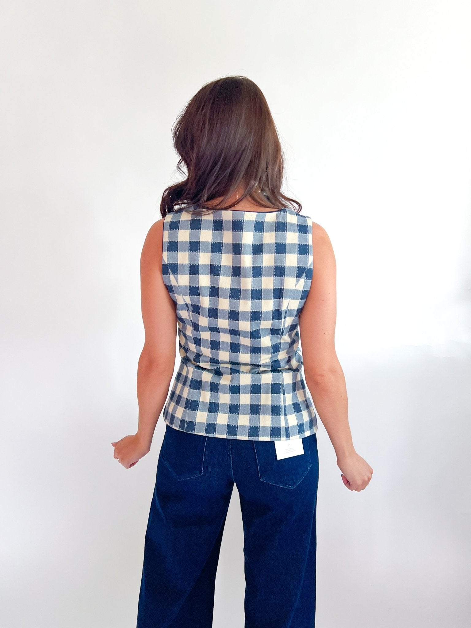 Gingham Button Front Peplum Top - Swoon Boutique New Orleans