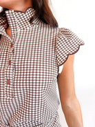 Gingham Flutter Sleeve Top - Swoon Boutique New Orleans
