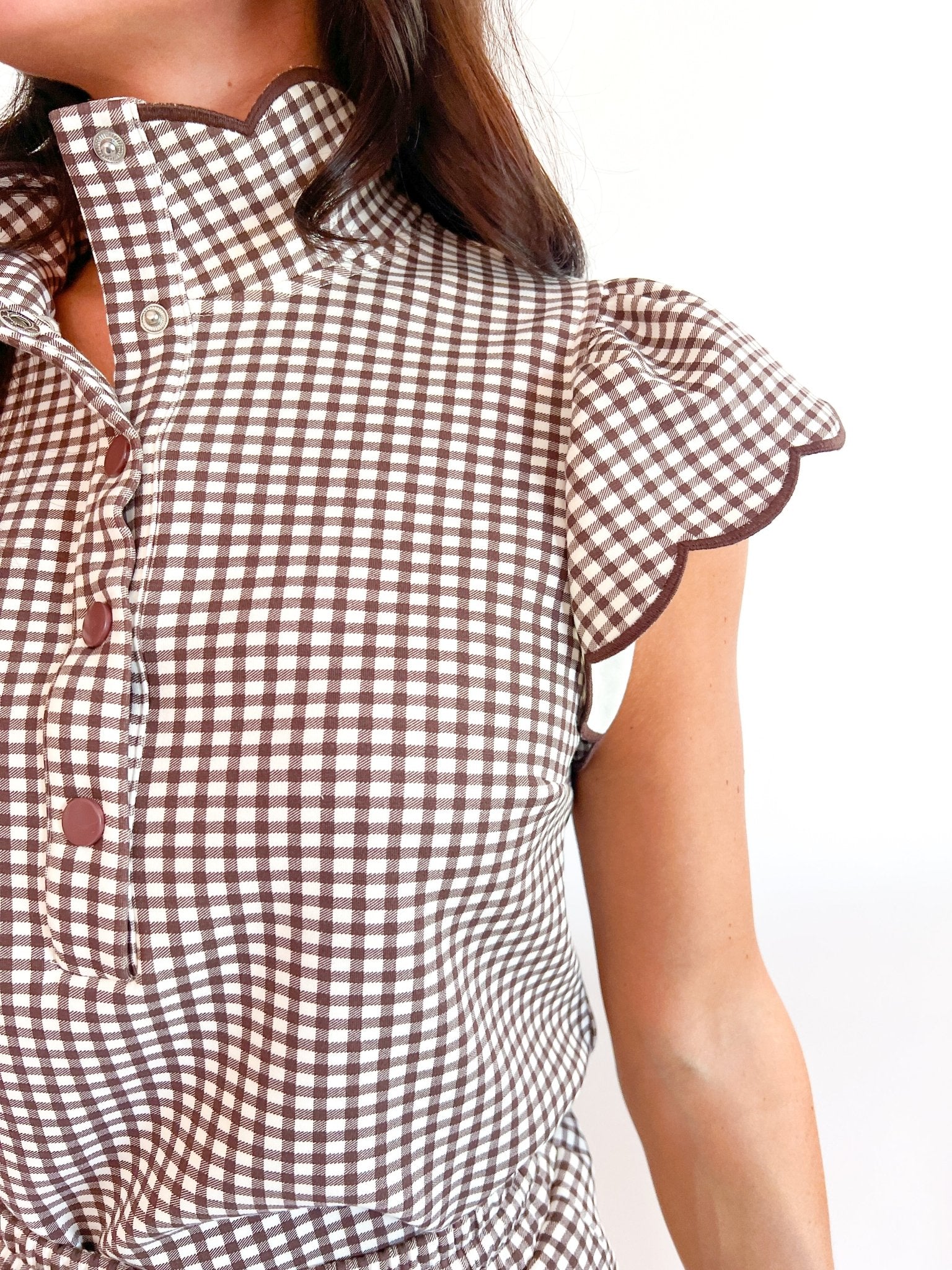 Gingham Flutter Sleeve Top - Swoon Boutique New Orleans