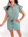 Gingham Flutter Sleeve Top - Swoon Boutique New Orleans