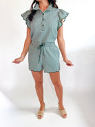 Gingham Flutter Sleeve Top - Swoon Boutique New Orleans