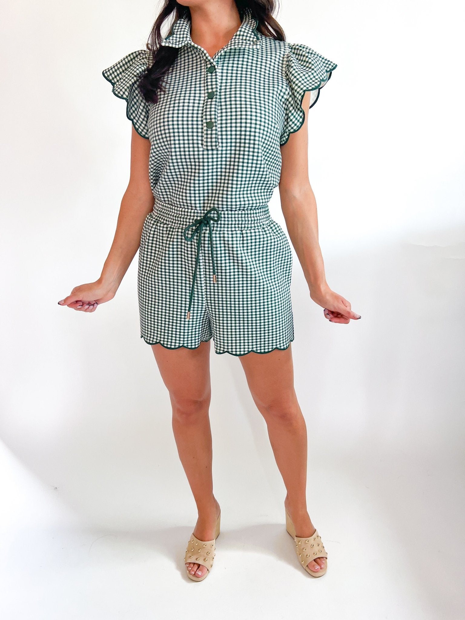 Gingham Flutter Sleeve Top - Swoon Boutique New Orleans