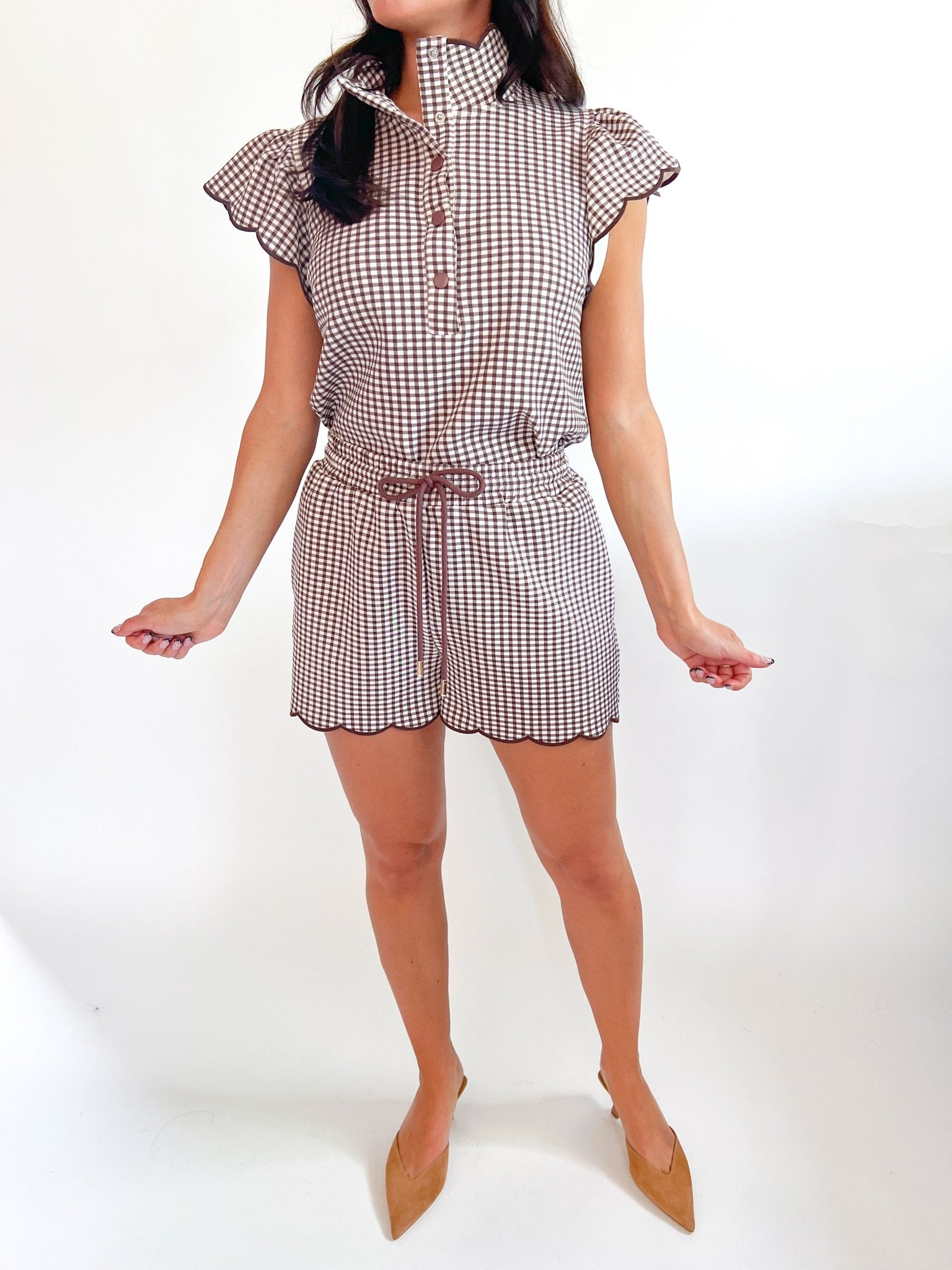 Gingham Ruffle Hem Shorts - Swoon Boutique New Orleans