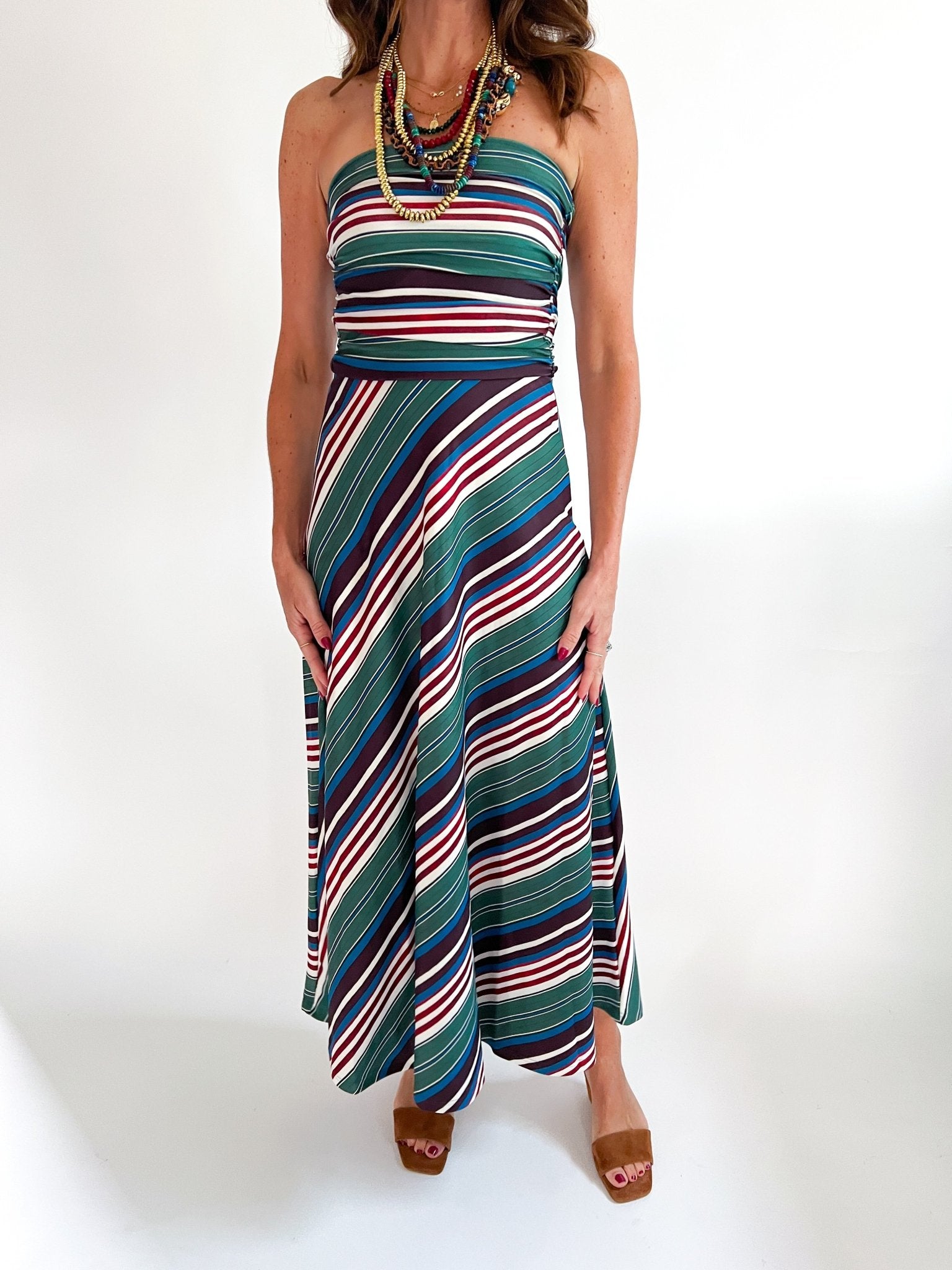 Gloria Stripe Midi Dress - Swoon Boutique New Orleans