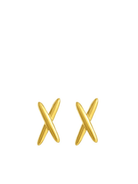 Gold Casandra Crossover Stud Earrings - Swoon Boutique New Orleans