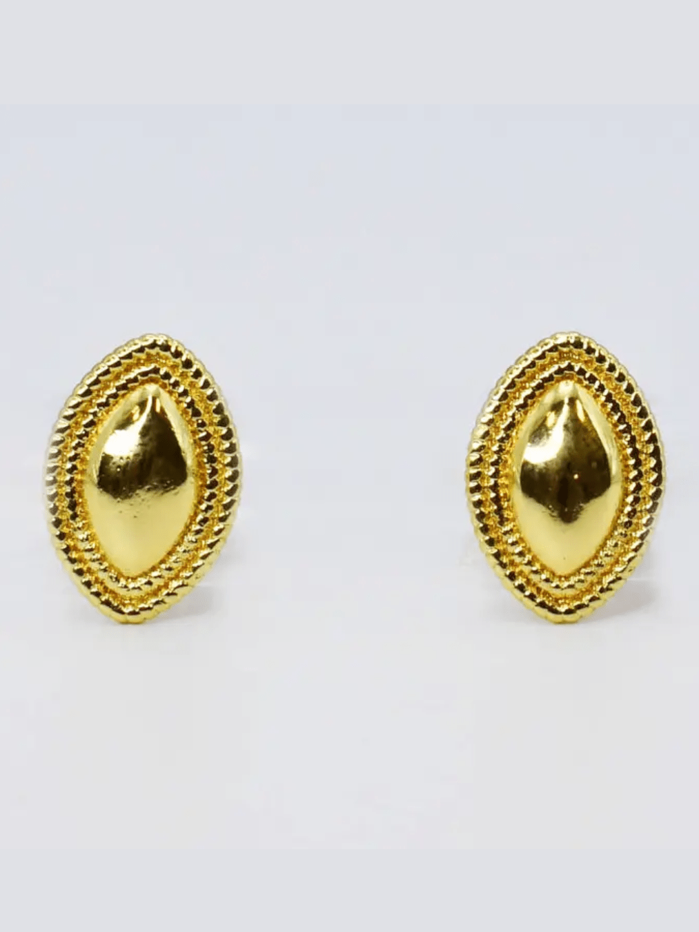 Gold Marquis Stud Earrings with vintage-inspired marquis shape in polished gold