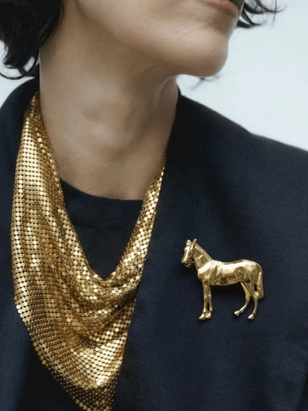 Yellow-gold pony-shaped brooch pin