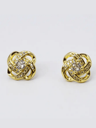Golden Knot Crystal Stud Earrings with elegant knot design and crystal accent