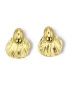 Golden Tide Statement Earrings with sculptural shell-inspired gold drop design