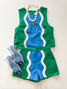 Green Colorblock Sleeveless Matching Short Set - Swoon Boutique New Orleans