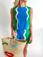 Green Colorblock Sleeveless Matching Set by ENTRO in green multi two-piece