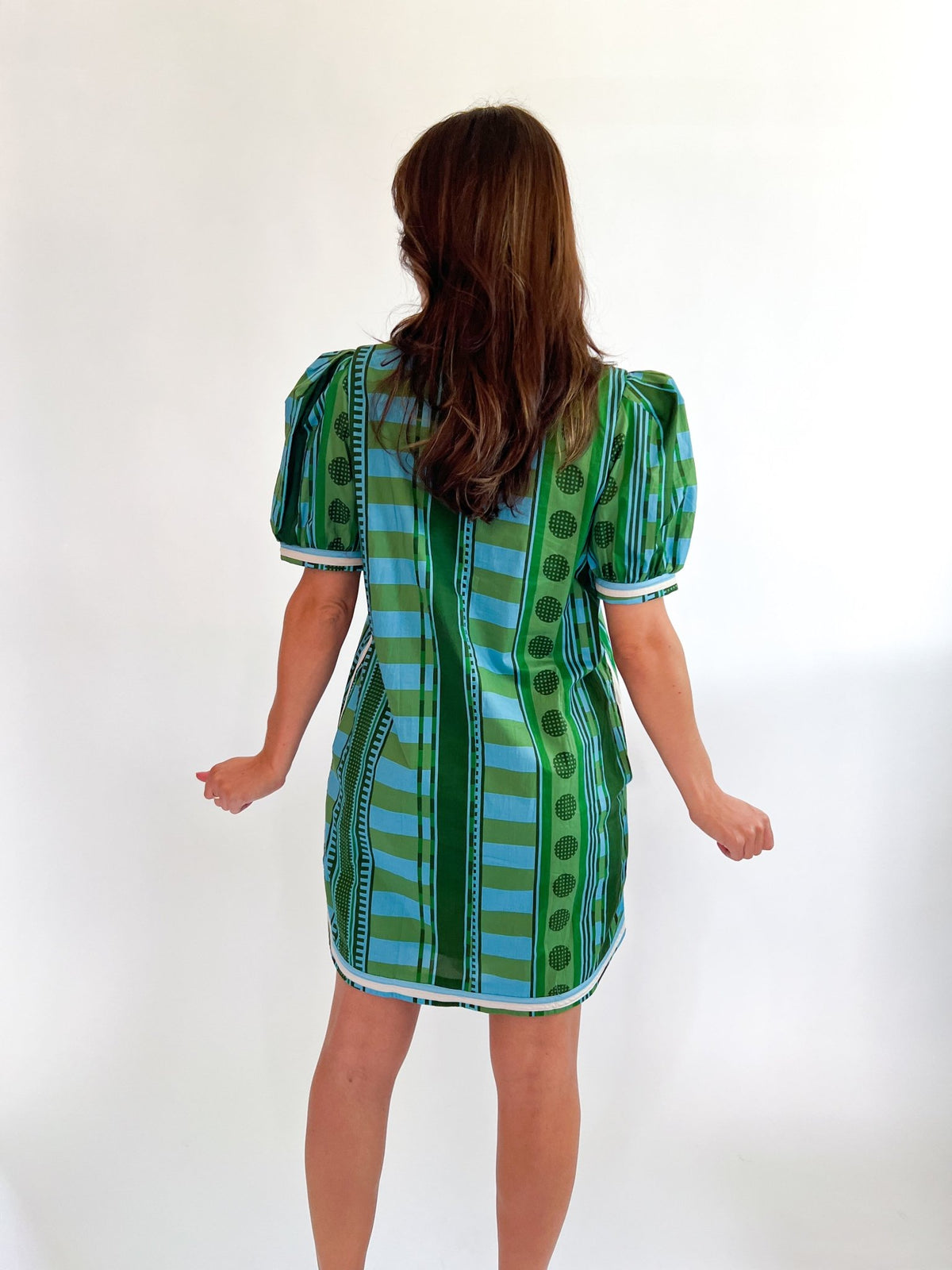 Green Mixed Stripe Mini Dress - Swoon Boutique New Orleans