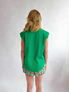 Green Solid Cap Sleeve Top - Swoon Boutique New Orleans