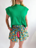 Green Solid Cap Sleeve Top - Swoon Boutique New Orleans