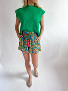 Green Solid Cap Sleeve Top - Swoon Boutique New Orleans