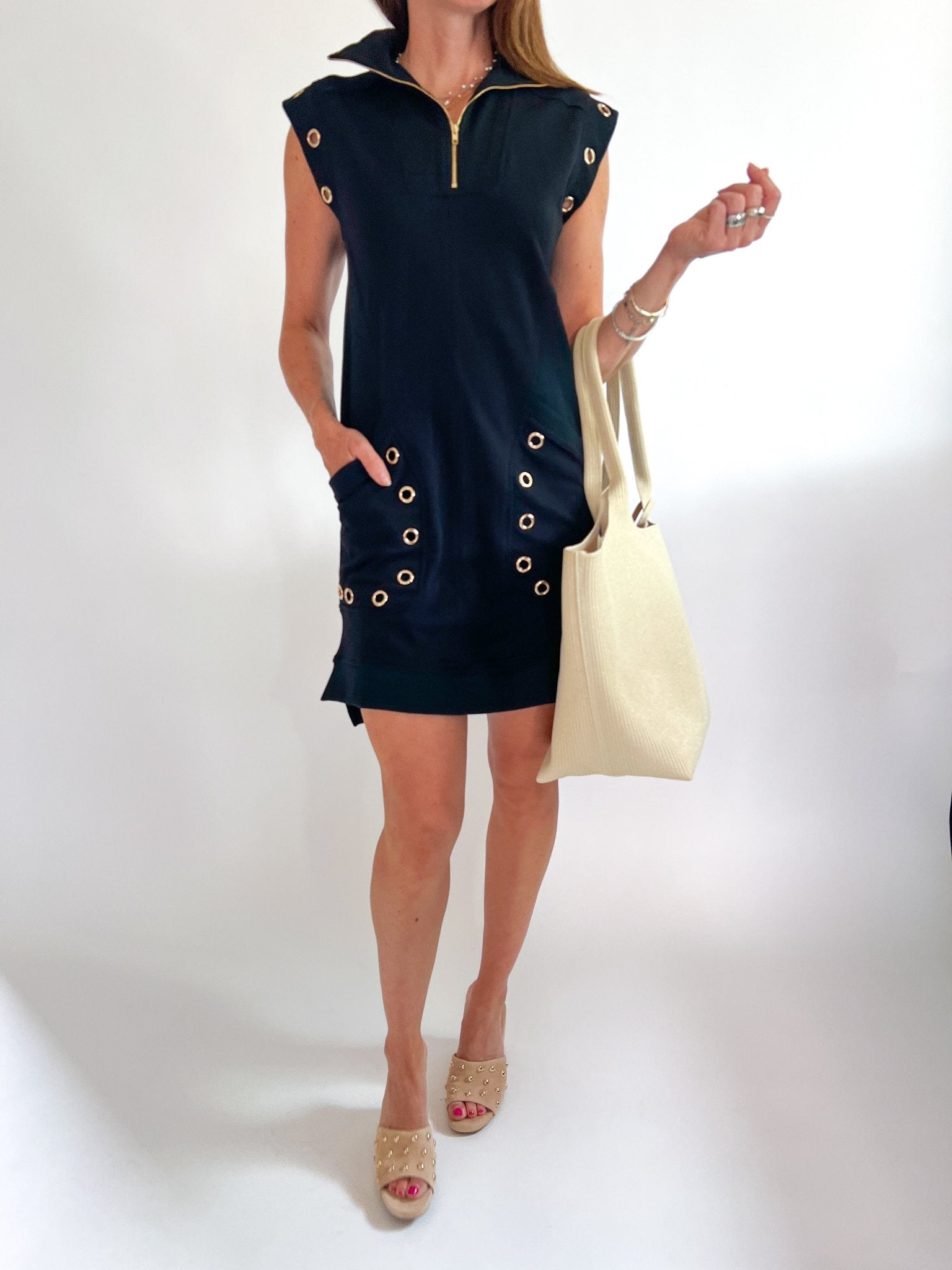 Grommet Detail Mini Dress - Swoon Boutique New Orleans