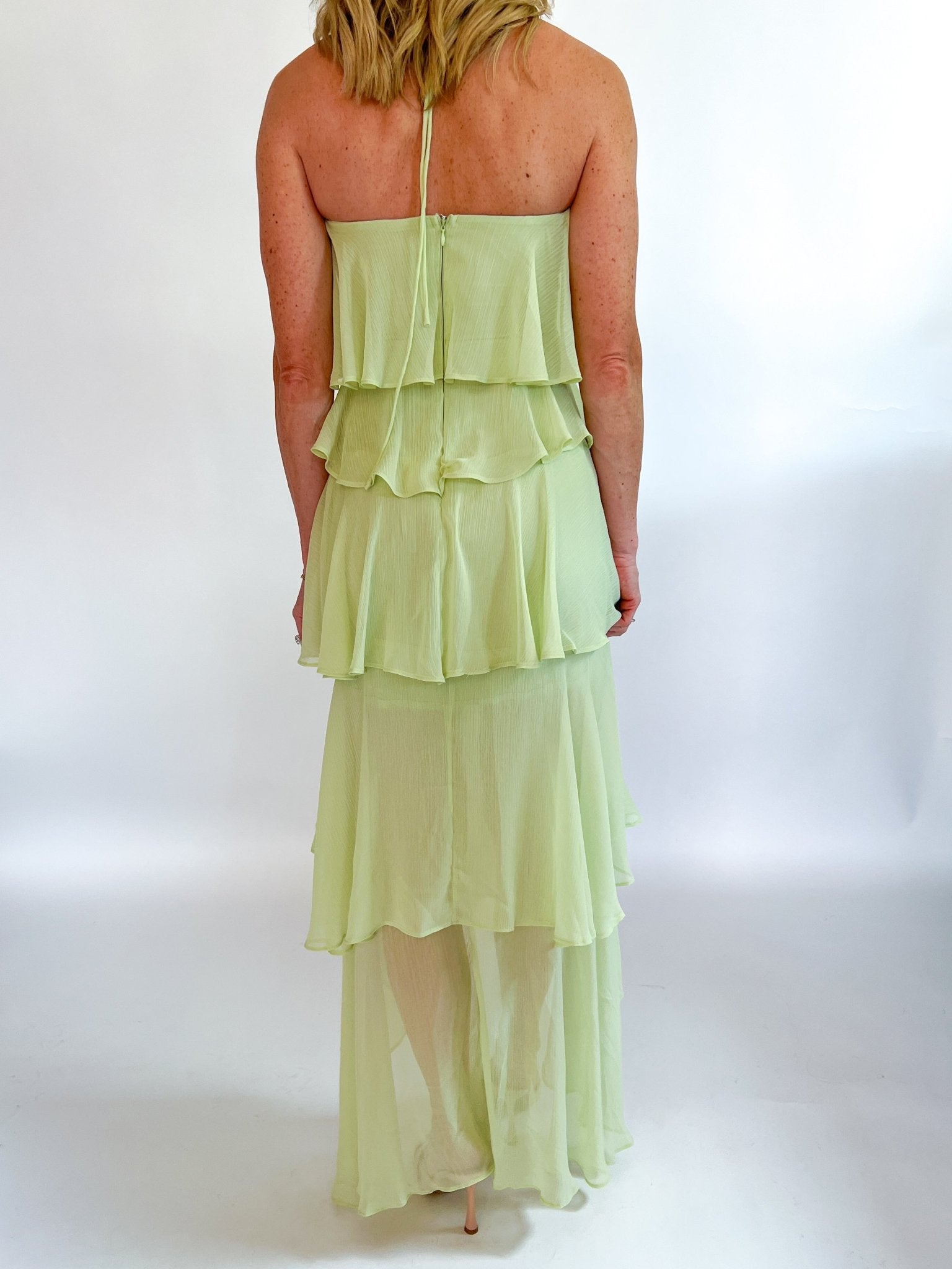 Halter Neck Ruffled Maxi Dress - Swoon Boutique New Orleans