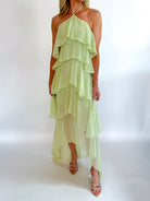 Halter Neck Ruffled Maxi Dress - Swoon Boutique New Orleans