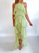 Halter Neck Ruffled Maxi Dress - Swoon Boutique New Orleans