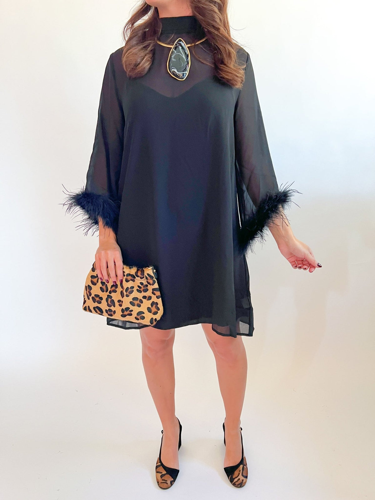 Harley Feather Trim Dress - Swoon Boutique New Orleans