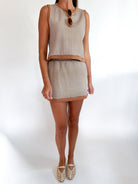 Hazel Gingham Knit Mini Skirt - Swoon Boutique New Orleans