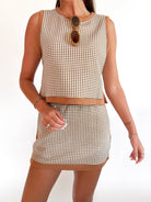 Multi gingham sleeveless sweater tank