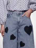 Heart Patch Barrel Leg Jeans - Swoon Boutique New Orleans