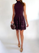 Chocolate brown mini dress with sleeveless silhouette