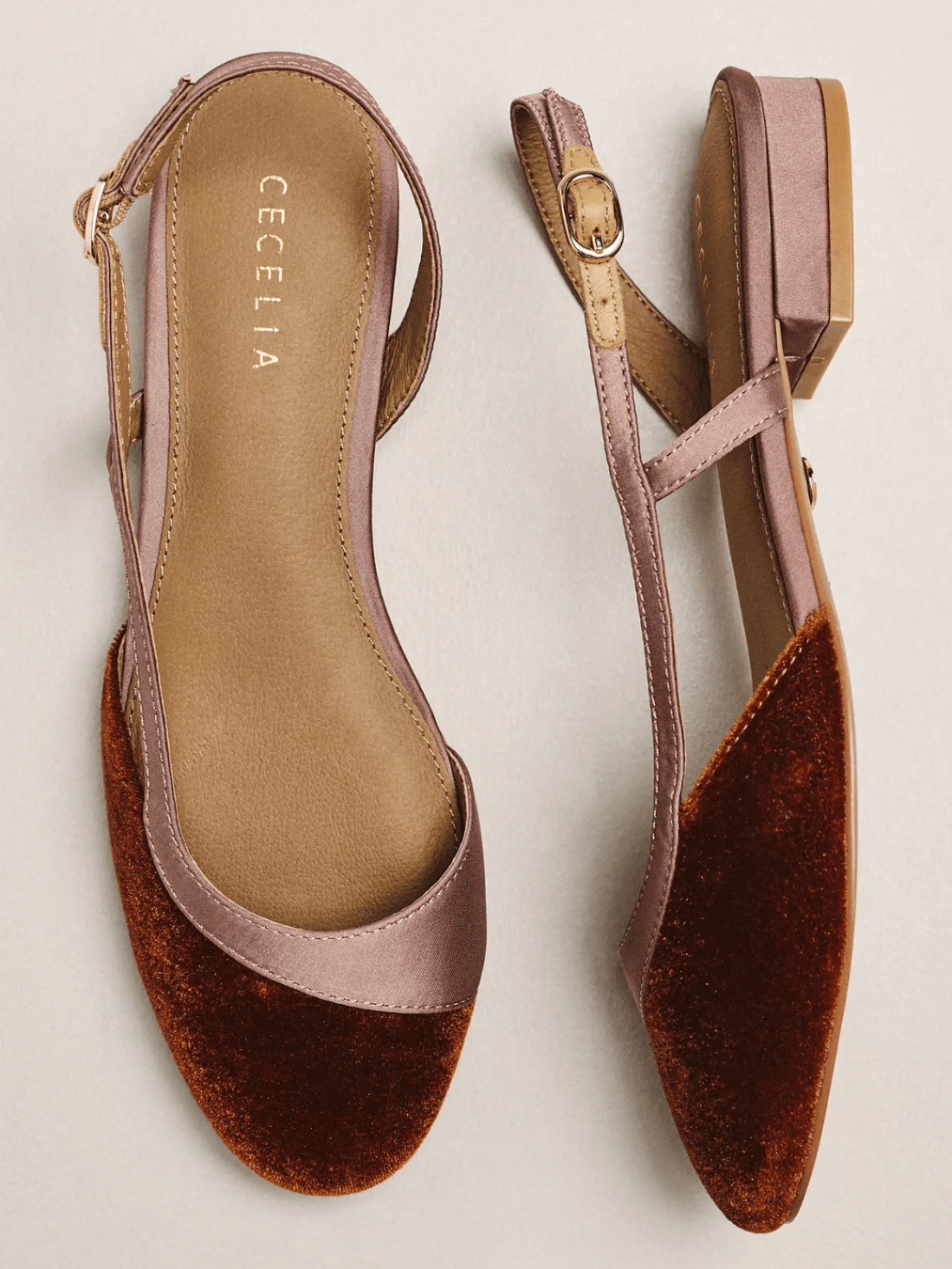 Tan buckle-strap shoe with cushioned leather insole