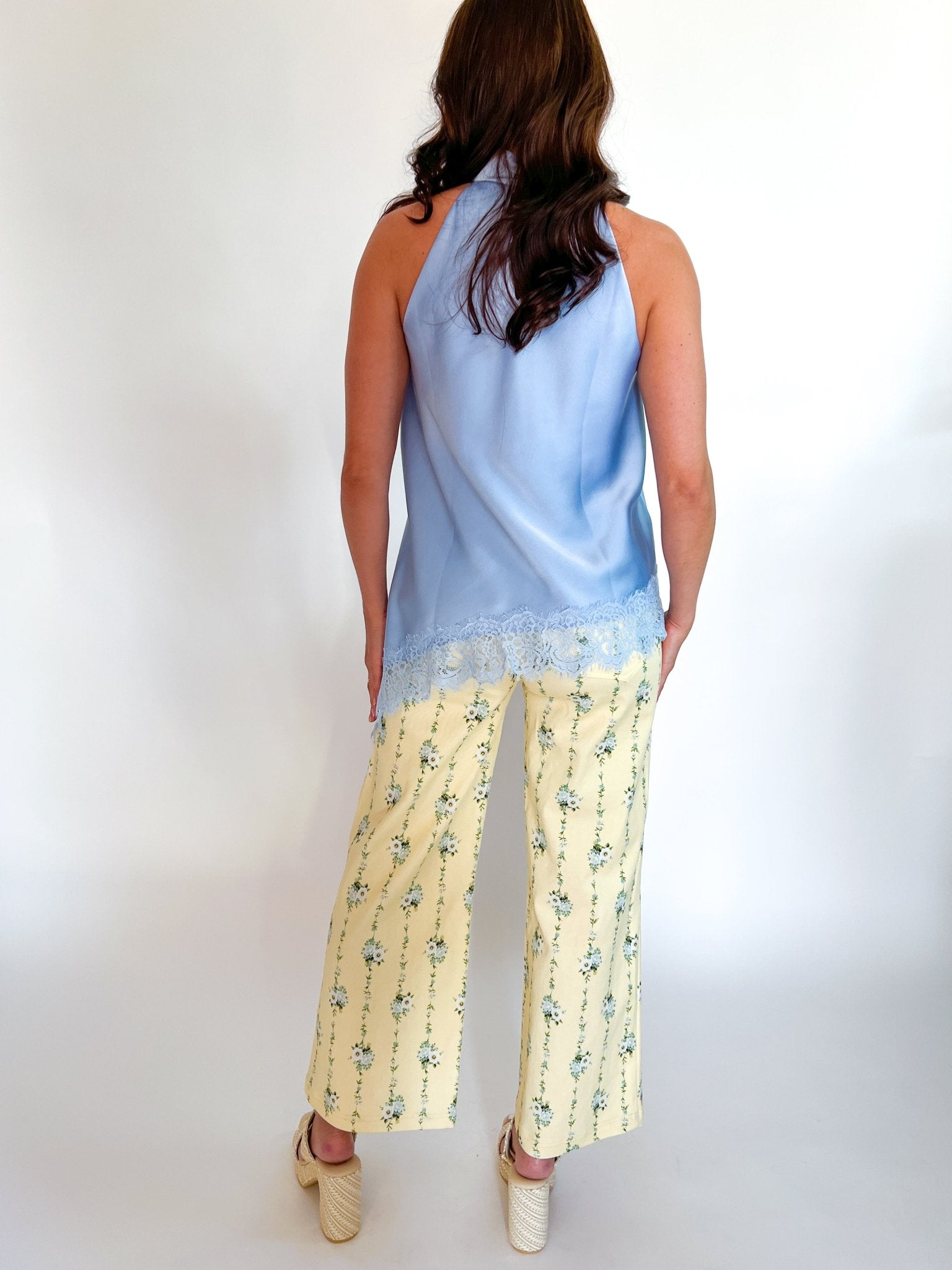 High Neck Asymmetric Lace Top - Swoon Boutique New Orleans