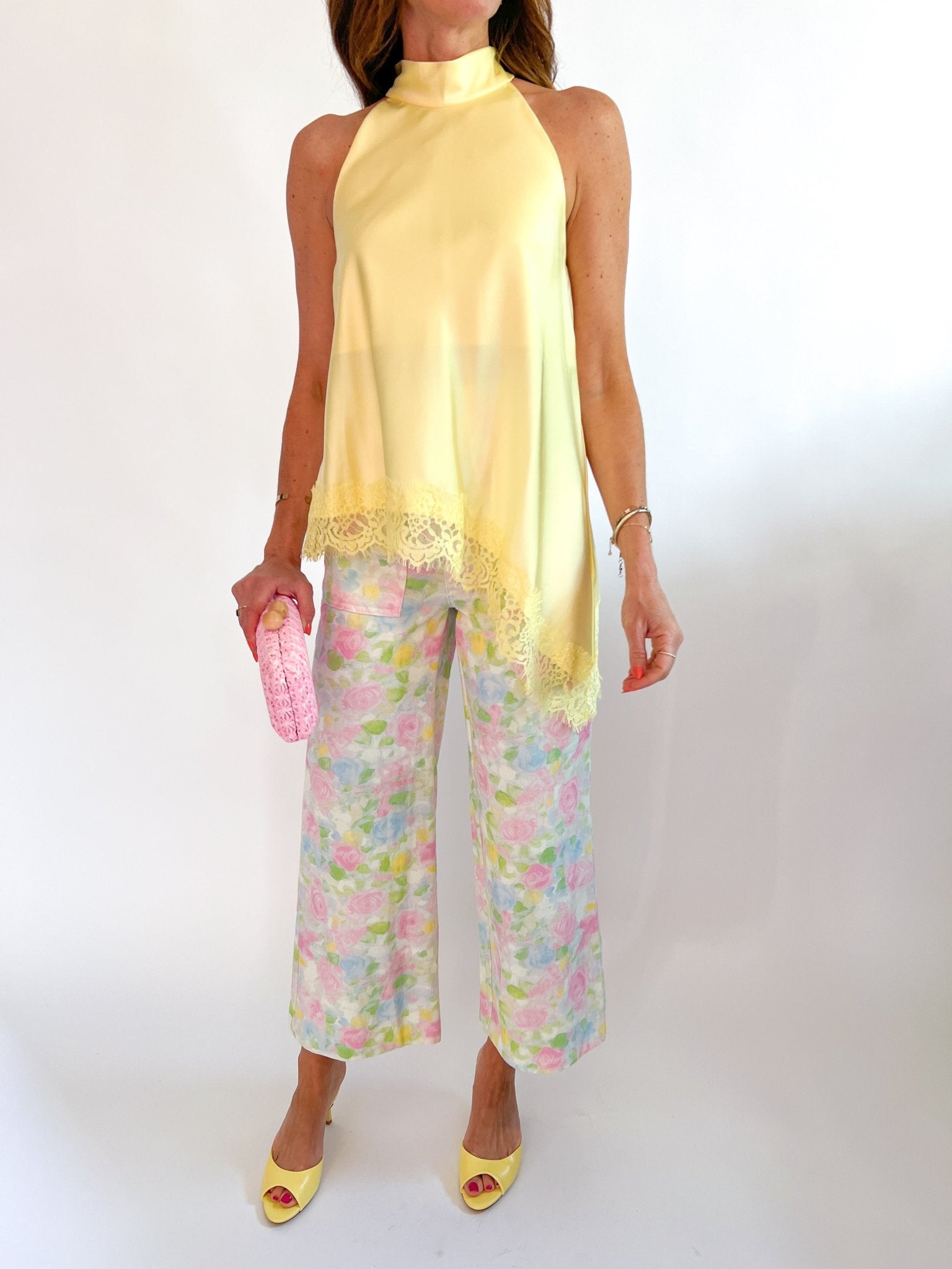 High Neck Asymmetric Lace Top - Swoon Boutique New Orleans