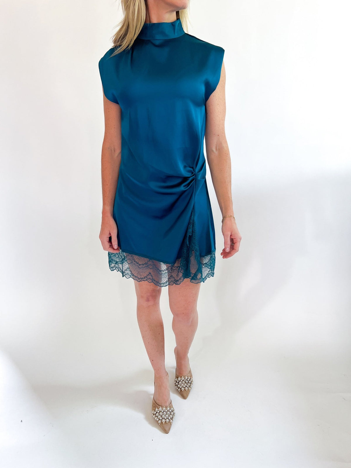 High Neck Sleeveless Lace Mini Dress - Swoon Boutique New Orleans