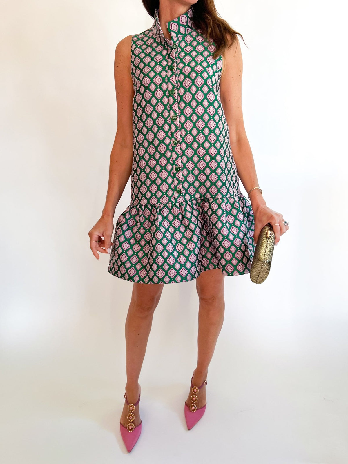 High Neck Trim Dress - Swoon Boutique New Orleans