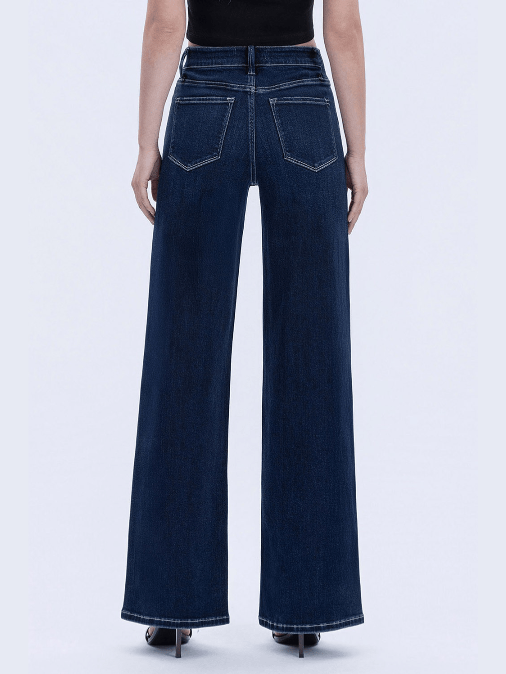 High Rise Dark Wash Full Length Wide Jeans - Swoon Boutique New Orleans