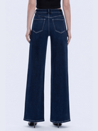 High Rise Dark Wash Full Length Wide Jeans - Swoon Boutique New Orleans