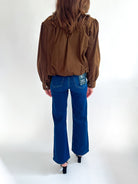 High Stand Collar Gathered Hem Bomber - Swoon Boutique New Orleans