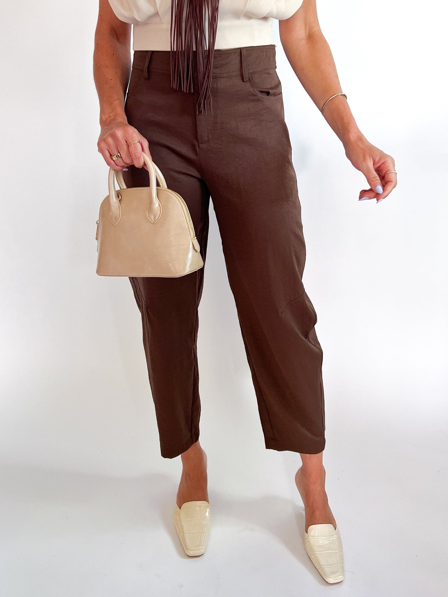 Brown high waist tapered pants