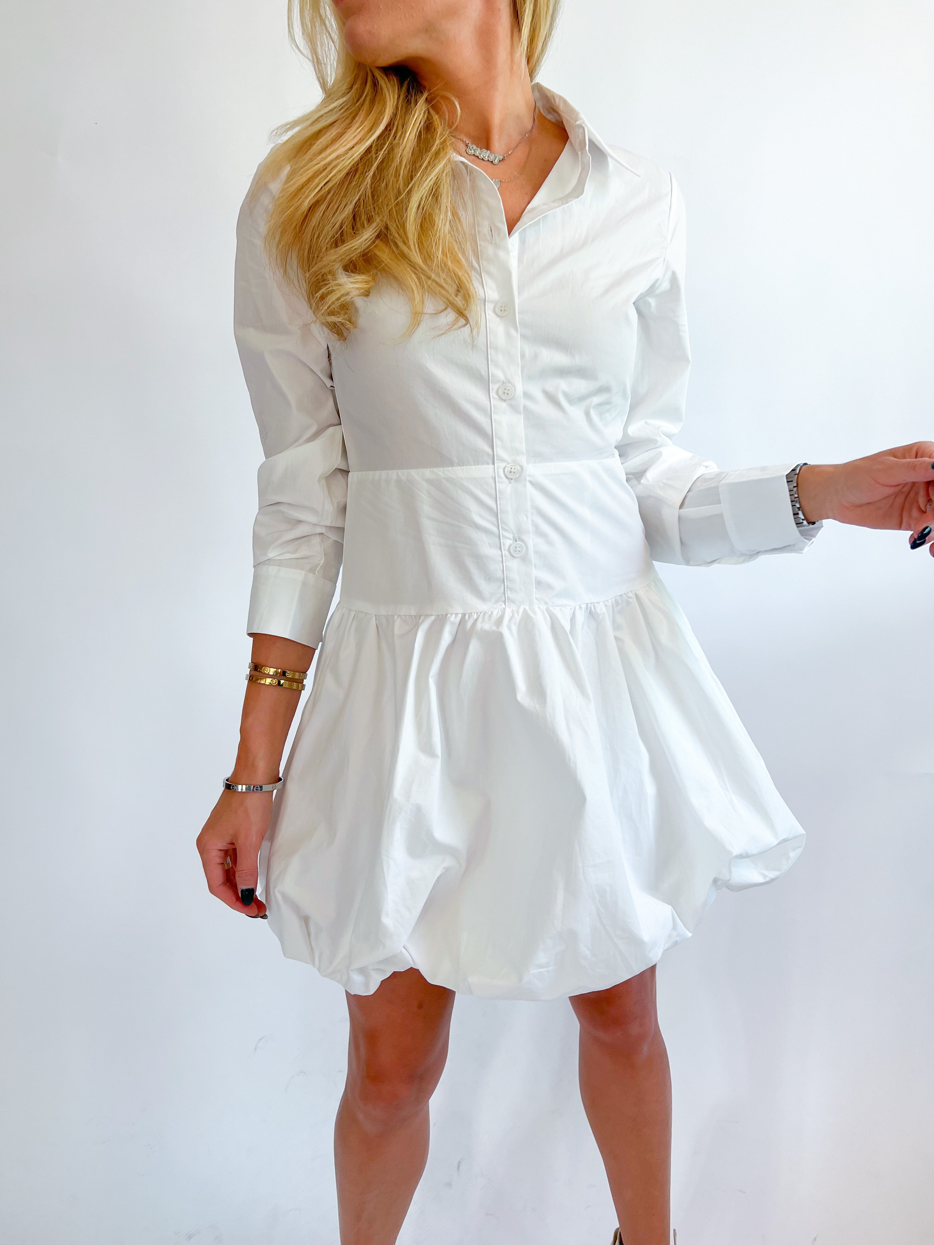 Poplin Bubble Hem Mini Dress – Swoon Boutique New Orleans